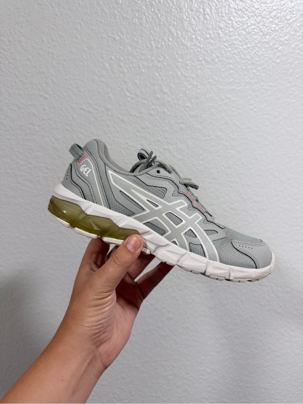 ASICS Grey Mesh Runner with Olive GEL Heel